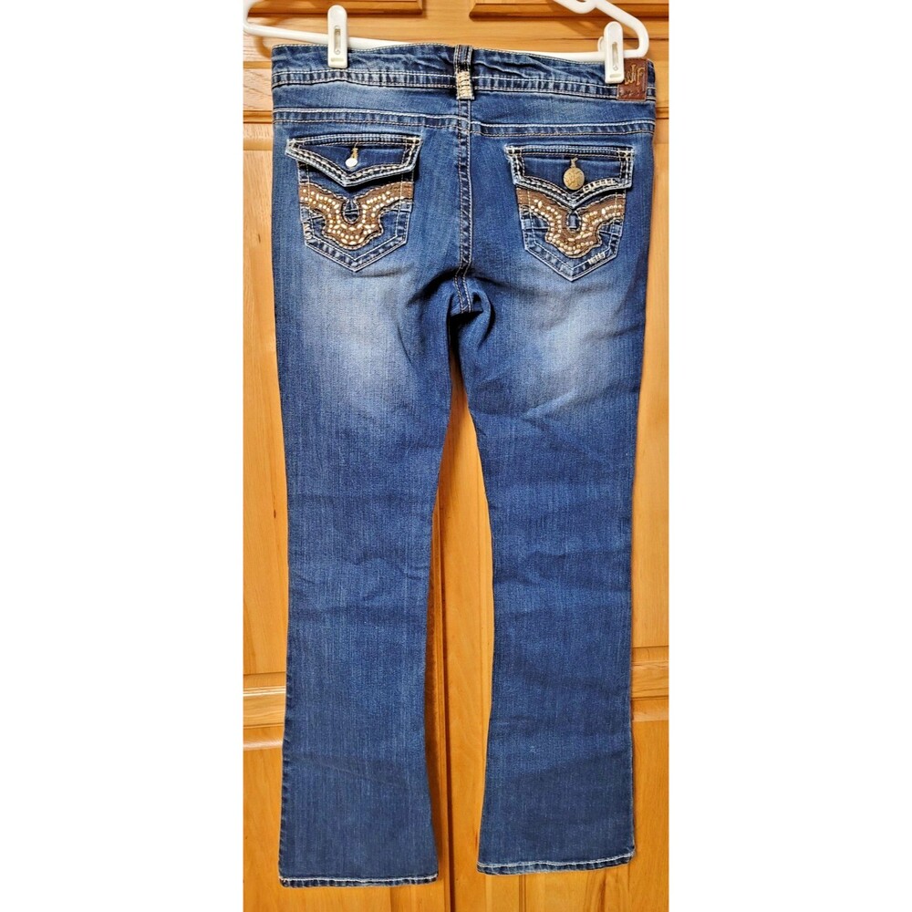 Wall Flower Girls Vtg Blue Denim Stretch Bootcut Jeans Embroidered Sz 7 regular